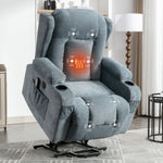 JONPONY Power Lift Recliner Chair for Elderly with Heat and Vibration Massage Recliner Chair with Dual Cup Holders for Living Room- Infinite Position, Side Pocket,Gray
