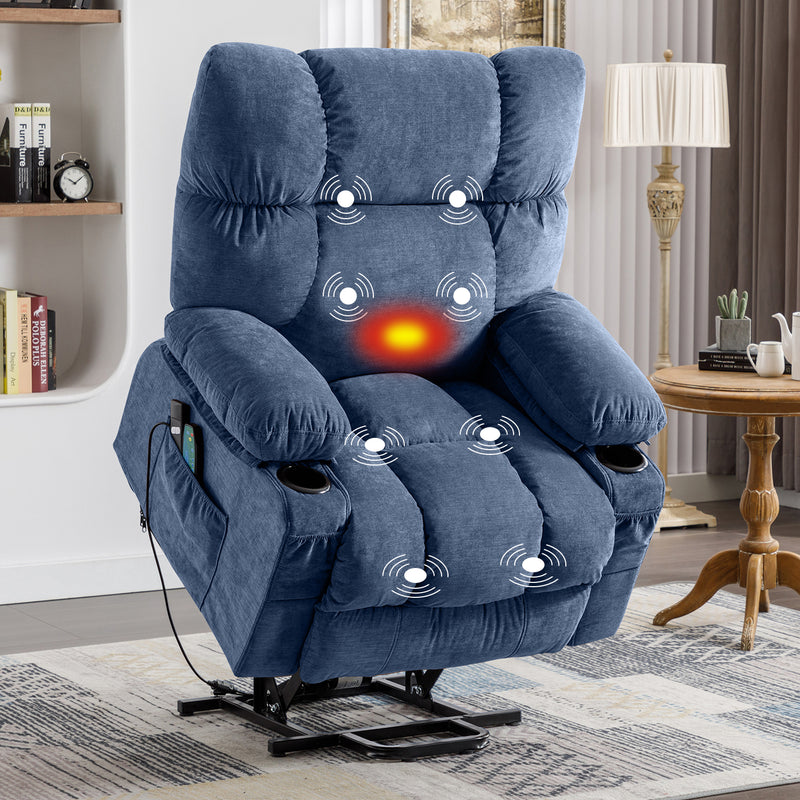 JONPONY Power Lift Recliner Chair Recliners for Elderly with Heat and Massage Recliner Chair for Living Room with Infinite Position and Side Pocket,USB Charge Port,Grey