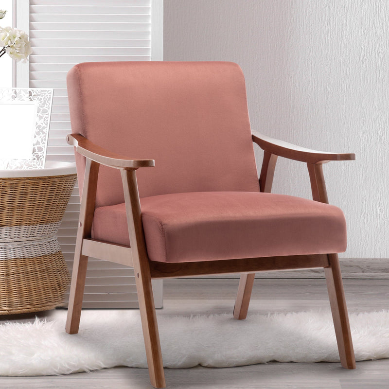 JONPONY Mid-Century Accent Chair,Living Room Chair with Solid Wood Frame,Accent Chair Extra-Thick Backrest,Wingback Chair for Bedroom,Reading Room,Living Room,Small Space,Black