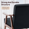 JONPONY Mid-Century Accent Chair,Living Room Chair with Solid Wood Frame,Accent Chair Extra-Thick Backrest,Wingback Chair for Bedroom,Reading Room,Living Room,Small Space,Black