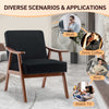 JONPONY Mid-Century Accent Chair,Living Room Chair with Solid Wood Frame,Accent Chair Extra-Thick Backrest,Wingback Chair for Bedroom,Reading Room,Living Room,Small Space,Black