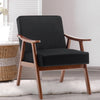JONPONY Mid-Century Accent Chair,Living Room Chair with Solid Wood Frame,Accent Chair Extra-Thick Backrest,Wingback Chair for Bedroom,Reading Room,Living Room,Small Space,Black