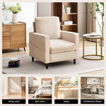 JONPONY Mid-Century Accent Chair,Modern Linen Fabric Armchair for Living Room,Comfy Upholstered Reading Accent Chairs for Bedroom,Single Sofa Chair with Wood Legs, Dark Grey