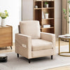 JONPONY Mid-Century Accent Chair,Modern Linen Fabric Armchair for Living Room,Comfy Upholstered Reading Accent Chairs for Bedroom,Single Sofa Chair with Wood Legs, Dark Grey