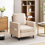 JONPONY Mid-Century Accent Chair,Modern Linen Fabric Armchair for Living Room,Comfy Upholstered Reading Accent Chairs for Bedroom,Single Sofa Chair with Wood Legs, Dark Grey