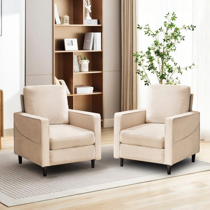 JONPONY Mid-Century Accent Chair,Modern Linen Fabric Armchair for Living Room,Comfy Upholstered Reading Accent Chairs for Bedroom,Single Sofa Chair with Wood Legs, Dark Grey