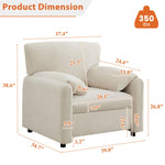 JONPONY Oversized Accent Chairs, 39" Wide Single Sofa Chair with Comfy Upholstered, Modern Chenille Lounge Chair, Comfortable Reading Chair for Living Room & Bedroom
