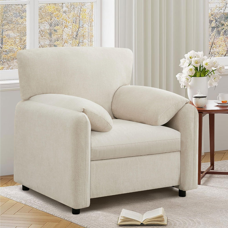JONPONY Oversized Accent Chairs, 39" Wide Single Sofa Chair with Comfy Upholstered, Modern Chenille Lounge Chair, Comfortable Reading Chair for Living Room & Bedroom