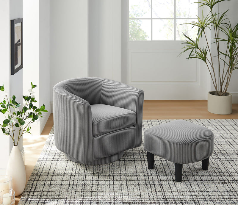 JONPONY Swivel Accent Chair 360°Comfy Recliner Corduroy Accent Club Armchair Single Sofa with Ottoman for Living Room,Black
