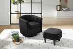 JONPONY Swivel Accent Chair 360°Comfy Recliner Corduroy Accent Club Armchair Single Sofa with Ottoman for Living Room,Black