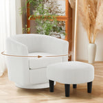 JONPONY Swivel Accent Chair 360°Comfy Recliner Corduroy Accent Club Armchair Single Sofa with Ottoman for Living Room,Black