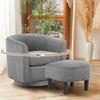 JONPONY Swivel Accent Chair 360°Comfy Recliner Corduroy Accent Club Armchair Single Sofa with Ottoman for Living Room,Black