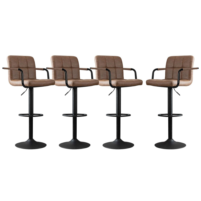 JONPONY Bar Stools Set of 2, Back and Armrest,Vintage Leather Modern B