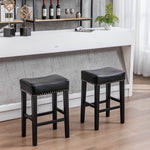 Counter Height 29" Bar Stools Set of 2 for Kitchen Counter Backless Faux Leather Stools Farmhouse Island Chairs,Black