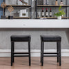 Counter Height 29" Bar Stools Set of 2 for Kitchen Counter Backless Faux Leather Stools Farmhouse Island Chairs,Black