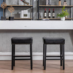 Counter Height 29" Bar Stools Set of 2 for Kitchen Counter Backless Faux Leather Stools Farmhouse Island Chairs,Black