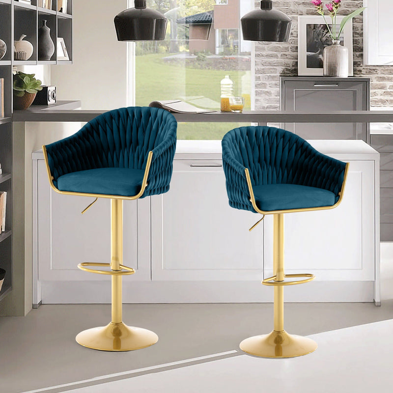 JONPONY Bar Stools Set of 2/4/6,Counter Height Bar Stools,Velvet Swivel Bar Stool for Kitchen Island,Bar Pub