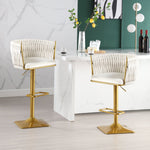 JONPONY Bar Stools Set of 2/4/6,Gold Velvet Bar Stools,Counter Height Bar Stools with Low Back,Swivel Bar Stools for Kitchen Island, Bar Pub