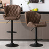 JONPONY Bar Stools Set of 2, Back and Armrest,Velvet Elegant Modern Bar Chairs for Home and Kitchen Counter,Low Back,Brown