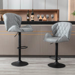 JONPONY Bar Stools Set of 2, Back and Armrest,Velvet Elegant Modern Bar Chairs for Home and Kitchen Counter,Low Back,Brown