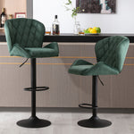 JONPONY Bar Stools Set of 2, Back and Armrest,Velvet Elegant Modern Bar Chairs for Home and Kitchen Counter,Low Back,Brown