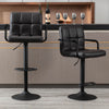 JONPONY Bar Stools Set of 2, Back and Armrest,Vintage Leather Modern Bar Chairs for Home and Kitchen Counter,Black,Low Back