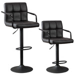 JONPONY Bar Stools Set of 2, Back and Armrest,Vintage Leather Modern Bar Chairs for Home and Kitchen Counter,Black,Low Back