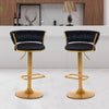 JONPONY bar stools Set of 2, Height Adjustable ,Fabric around woven basket network design,Velvet Modern bar Chairs for Home and Kitchen Counter,Black