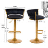 JONPONY bar stools Set of 2, Height Adjustable ,Fabric around woven basket network design,Velvet Modern bar Chairs for Home and Kitchen Counter,Black