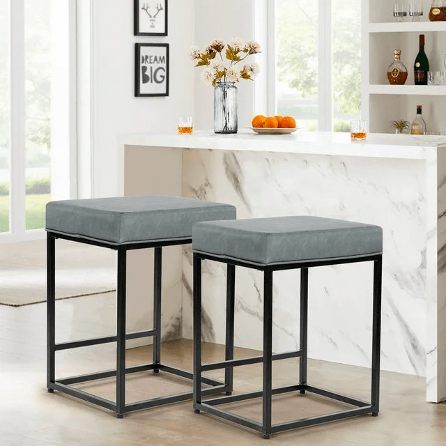 JONPONY Black Counter Height 24 Bar Stools Set of 2 for Kitchen Count