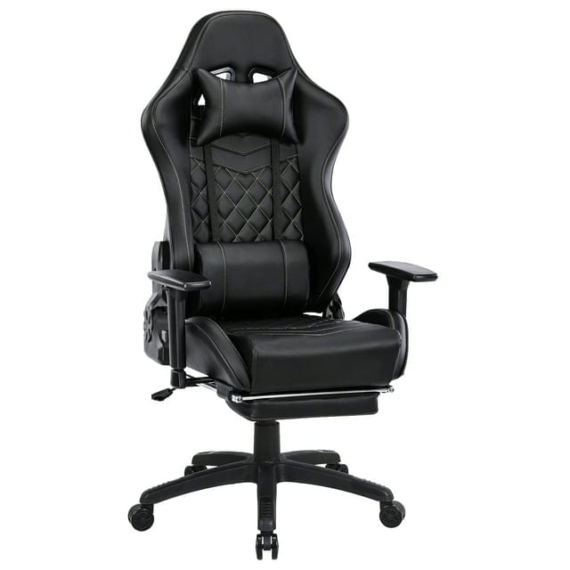 JONPONY Heavy Duty Gaming Chair for Adults and 350LBS Reinforced Base,Thickened Seat Cushion, Adjustable Armrest, Big and Tall Ergonomic Office Computer Chair with Massage,Black