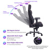 JONPONY Big and Tall Gaming Chair 440lb Gamer Chair with Gel Cold Cure Foam Lumbar Big and Tall Office Chair 4d Adjustable Arms Heavy Duty Metal Base Computer Chair for Gamers Office Workers,Black