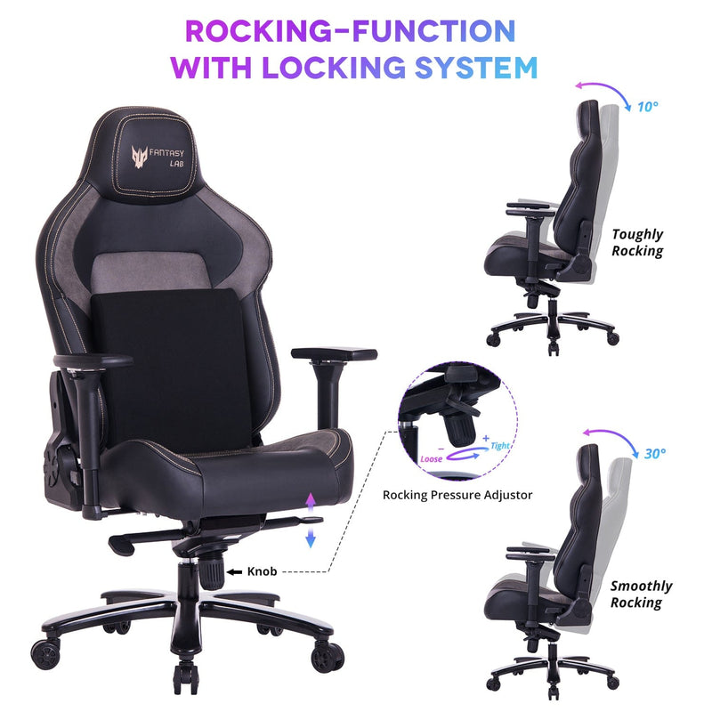 JONPONY Big and Tall Gaming Chair 440lb Gamer Chair with Gel Cold Cure Foam Lumbar Big and Tall Office Chair 4d Adjustable Arms Heavy Duty Metal Base Computer Chair for Gamers Office Workers,Black