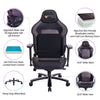 JONPONY Big and Tall Gaming Chair 440lb Gamer Chair with Gel Cold Cure Foam Lumbar Big and Tall Office Chair 4d Adjustable Arms Heavy Duty Metal Base Computer Chair for Gamers Office Workers,Black