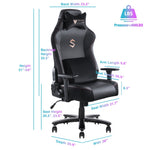 JONPONY Big and Tall Gaming Chair 400lbs Gaming Chair with Massage Lumbar Pillow, Headrest, 3D Armrest, Metal Base, PU Leather