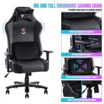 JONPONY Big and Tall Gaming Chair 400lbs Gaming Chair with Massage Lumbar Pillow, Headrest, 3D Armrest, Metal Base, PU Leather