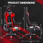 JONPONY Gaming Chair Office Chair PU Leather with Adjustable Headrest,Red