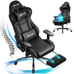 JONPONY Big and Tall 400LBS Gaming Chair, Ergonomic Design, Gamer Chair PU Leather with Footrest and Lumbar Support, High Back Office Chair Support 8 Hours Long Sitting, Computer Chair,Red