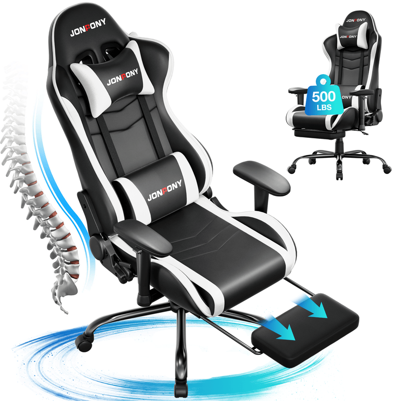 JONPONY Big and Tall 400LBS Gaming Chair, Ergonomic Design, Gamer Chair PU Leather with Footrest and Lumbar Support, High Back Office Chair Support 8 Hours Long Sitting, Computer Chair,Red