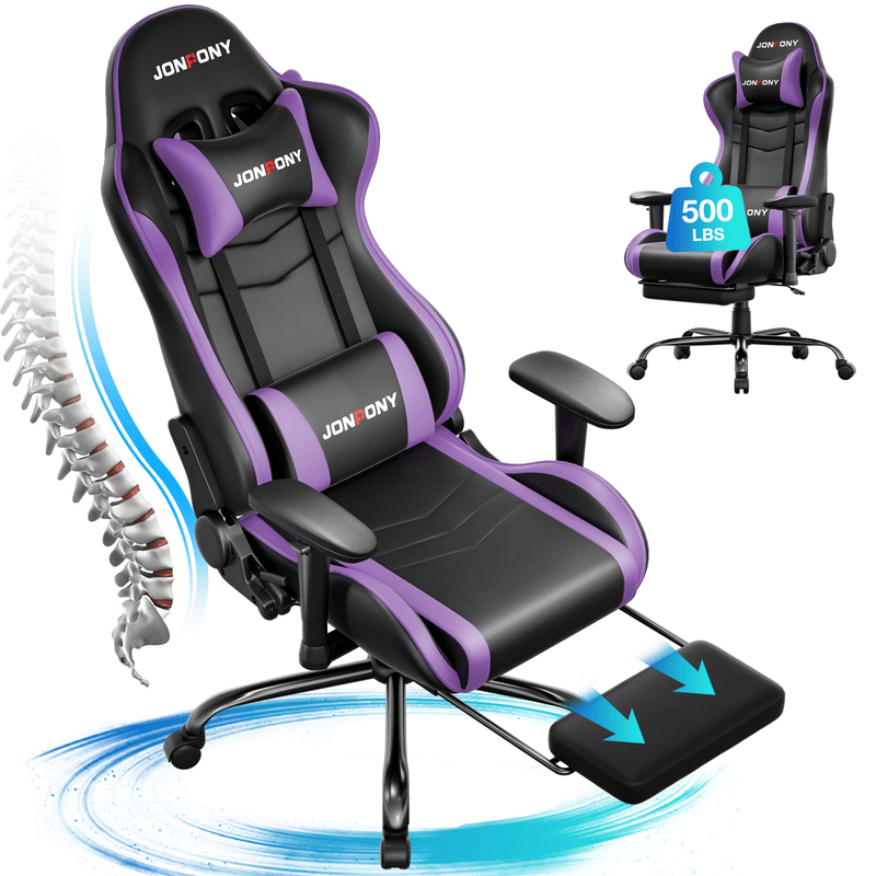 JONPONY Big and Tall 400LBS Gaming Chair, Ergonomic Design, Gamer Chair PU Leather with Footrest and Lumbar Support, High Back Office Chair Support 8 Hours Long Sitting, Computer Chair,Red