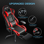 JONPONY Big and Tall 400LBS Gaming Chair, Ergonomic Design, Gamer Chair PU Leather with Footrest and Lumbar Support, High Back Office Chair Support 8 Hours Long Sitting, Computer Chair,Red