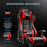 JONPONY Big and Tall 400LBS Gaming Chair, Ergonomic Design, Gamer Chair PU Leather with Footrest and Lumbar Support, High Back Office Chair Support 8 Hours Long Sitting, Computer Chair,Red