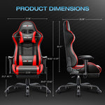 JONPONY Big and Tall 400LBS Gaming Chair, Ergonomic Design, Gamer Chair PU Leather with Footrest and Lumbar Support, High Back Office Chair Support 8 Hours Long Sitting, Computer Chair,Red