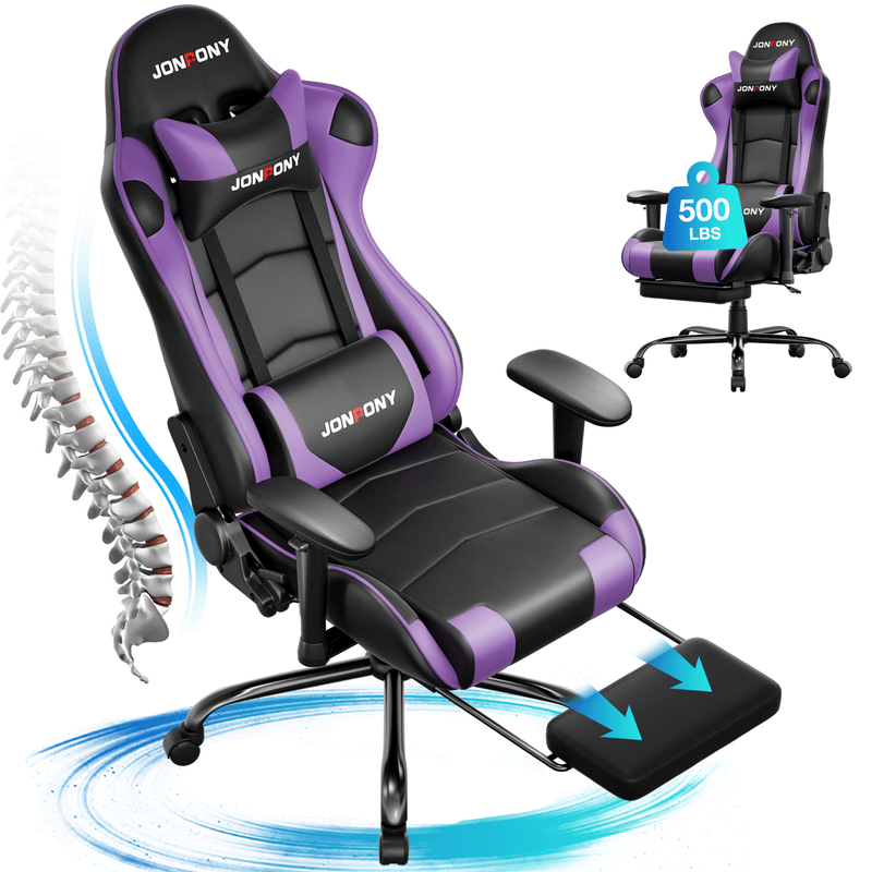 JONPONY Big and Tall 400LBS Gaming Chair, Ergonomic Design, Gamer Chair PU Leather with Footrest and Lumbar Support, High Back Office Chair Support 8 Hours Long Sitting, Computer Chair,Red