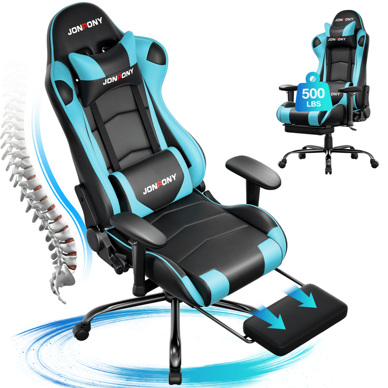 JONPONY Big and Tall 400LBS Gaming Chair, Ergonomic Design, Gamer Chair PU Leather with Footrest and Lumbar Support, High Back Office Chair Support 8 Hours Long Sitting, Computer Chair,Red