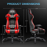 JONPONY Big and Tall 400LBS Gaming Chair, Ergonomic Design, Gamer Chair PU Leather with Footrest and Lumbar Support, High Back Office Chair Support 8 Hours Long Sitting, Computer Chair,Red