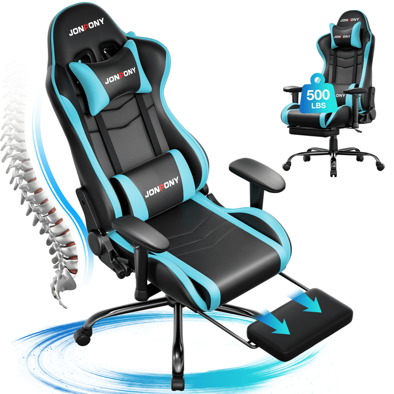 JONPONY Big and Tall 400LBS Gaming Chair, Ergonomic Design, Gamer Chair PU Leather with Footrest and Lumbar Support, High Back Office Chair Support 8 Hours Long Sitting, Computer Chair,Red