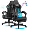 JONPONY Big and Tall 400lbs Gaming Chair with Bluetooth Speakers Gamer Chair with Footrest Game Chair with Lumbar Support and 360-Swivel Seat and Headrest for Adults, Red