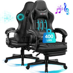 JONPONY Big and Tall 400lbs Gaming Chair with Bluetooth Speakers Gamer Chair with Footrest Game Chair with Lumbar Support and 360-Swivel Seat and Headrest for Adults, Red