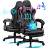 JONPONY Big and Tall 400lbs Gaming Chair with Bluetooth Speakers Gamer Chair with Footrest Game Chair with Lumbar Support and 360-Swivel Seat and Headrest for Adults, Red